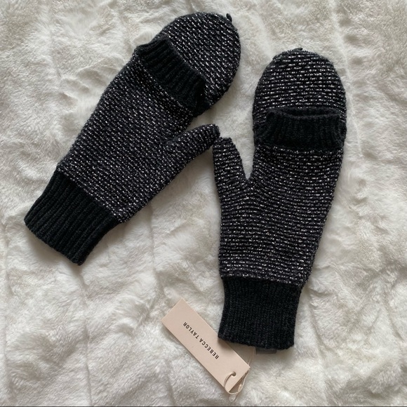 Rebecca Taylor Metallic Fingerless Gloves Mittens - Picture 5 of 5
